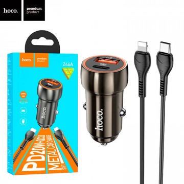 Автомобильное зарядное устройство Hoco Z46A PD20W + QC3.0 1USB 3A Type-C to Lightning gray в Одессе