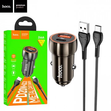 Автомобильное зарядное устройство Hoco Z46A PD20W + QC3.0 1USB 3A Type-C gray в Одессе