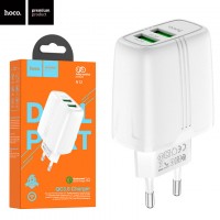 Сетевое зарядное устройство Hoco N12 QC3.0 2USB 3A white