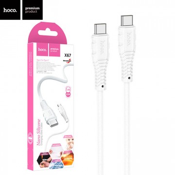 USB кабель Hoco X67 60W Type-C - Type-C 1m белый в Одессе