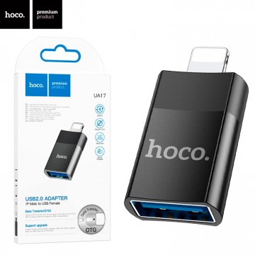 Переходник OTG Hoco UA17 Lightning - USB 2.0 черный в Одессе