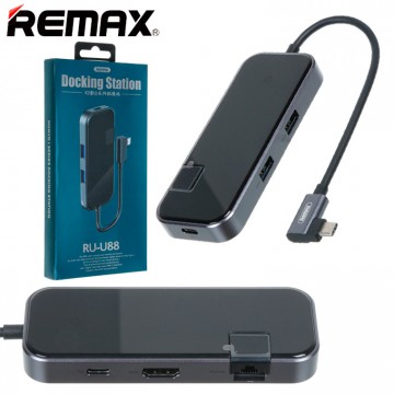 USB HUB Remax RU-U88 Type-C 6in1 gray в Одессе