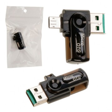 Картридер TU004 2in1 microSD на USB или micro USB тех.пак. черный в Одессе
