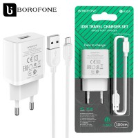 Сетевое зарядное устройство Borofone BA52A 1USB 2.1A micro USB white