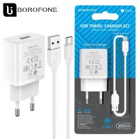 Сетевое зарядное устройство Borofone BA52A 1USB 2.1A Type-C white