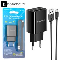 Сетевое зарядное устройство Borofone BA53A 2USB 2.1A micro USB black