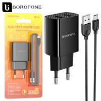 Сетевое зарядное устройство Borofone BA53A 2USB 2.1A Type-C black