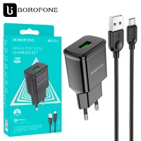 Сетевое зарядное устройство Borofone BA59A QC3.0 18W 1USB 3.0A Type-C black