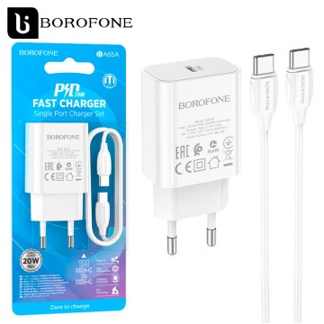 Сетевое зарядное устройство Borofone BA65A PD 20W Type-C Type-C white в Одессе