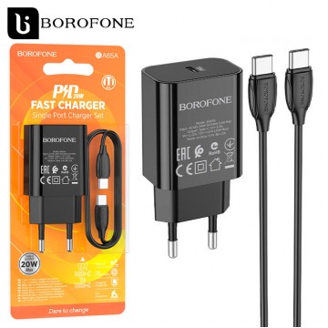 Сетевое зарядное устройство Borofone BA65A PD 20W Type-C Type-C black в Одессе