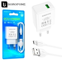 Сетевое зарядное устройство Borofone BA66A QC3.0 18W 1USB 3.0A micro USB white