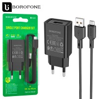 Сетевое зарядное устройство Borofone BA68A 1USB 2.1A micro USB black