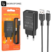 Сетевое зарядное устройство Borofone BA68A 1USB 2.1A Type-C black