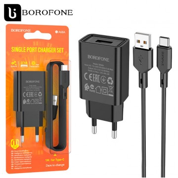 Сетевое зарядное устройство Borofone BA68A 1USB 2.1A Type-C black в Одессе