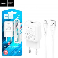 Сетевое зарядное устройство Hoco C96A 1USB 2.1A Lightning white