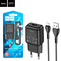 Сетевое зарядное устройство Hoco C96A 1USB 2.1A Lightning black