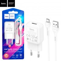 Сетевое зарядное устройство Hoco C96A 1USB 2.1A micro USB white