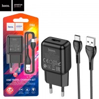 Сетевое зарядное устройство Hoco C96A 1USB 2.1A Type-C black