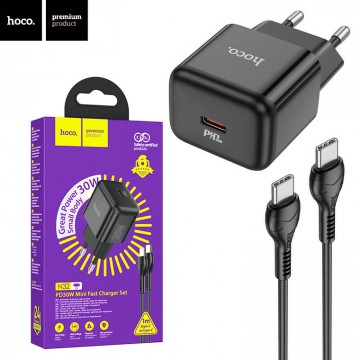 Сетевое зарядное устройство Hoco N32 PD30W Type-C Type-C black в Одессе