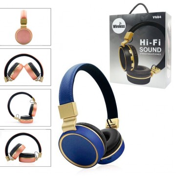 Bluetooth наушники с микрофоном Hi-Fi Sound V684 синие в Одессе