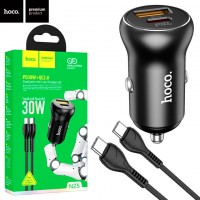 Автомобильное зарядное устройство Hoco NZ5 PD30W + QC3.0 1USB Type-C to Type-C black