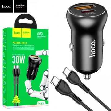 Автомобильное зарядное устройство Hoco NZ5 PD30W + QC3.0 1USB Type-C to Type-C black в Одессе