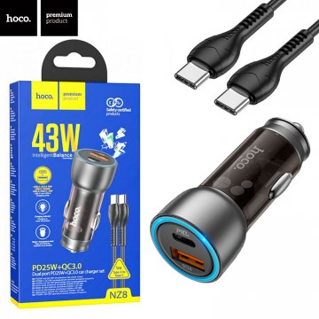 Автомобильное зарядное устройство Hoco NZ8 PD25W + QC3.0 1USB 3A Type-C to Type-C brown в Одессе