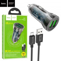 Автомобильное зарядное устройство Hoco Z47 QC3.0 2USB 20W micro USB black