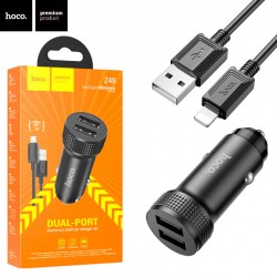 Автомобильное зарядное устройство Hoco Z49 2USB 2.4A Lightning black