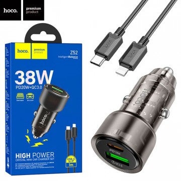 Автомобильное зарядное устройство Hoco Z52 PD38W + QC3.0 1USB Type-C to Lightning black в Одессе