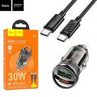 Автомобильное зарядное устройство Hoco Z53A PD30W + QC3.0 1USB Type-C to Type-C black