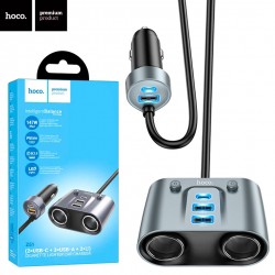 Разветвитель прикуривателя Hoco Z51 3USB 2Type-C 147W gray