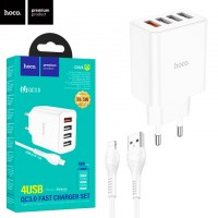 Сетевое зарядное устройство Hoco C102A 4USB 2.1A Lightning white