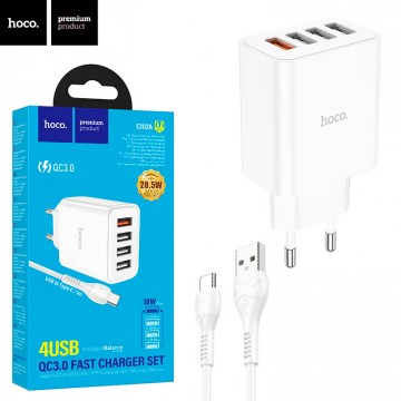 Сетевое зарядное устройство Hoco C102A 4USB 2.1A Type-C white в Одессе