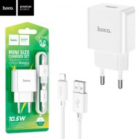 Сетевое зарядное устройство Hoco C106A 1USB 2.1A Lightning white