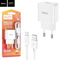 Сетевое зарядное устройство Hoco C106A 1USB 2.1A micro USB white