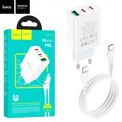 Сетевое зарядное устройство Hoco C99A PD20W + QC3.0 1USB 2Type-C 3A Type-C to Lightning white