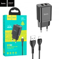 Сетевое зарядное устройство Hoco N25 2USB 2.1A Lightning black