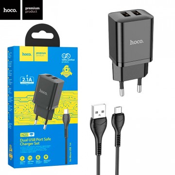 Сетевое зарядное устройство Hoco N25 2USB 2.1A micro USB black в Одессе