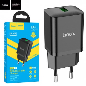 Сетевое зарядное устройство Hoco N26 QC3.0 1USB 3A black в Одессе