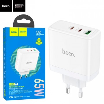 Сетевое зарядное устройство Hoco N30 PD65W + QC3.0 2Type-C 1USB white в Одессе