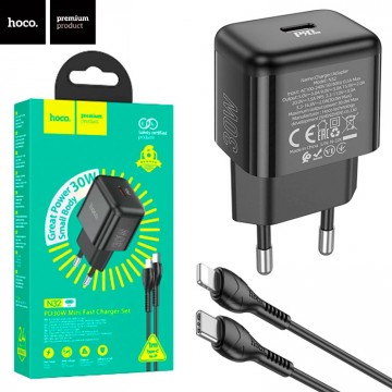 Сетевое зарядное устройство Hoco N32 PD30W Type-C to Lightning black в Одессе