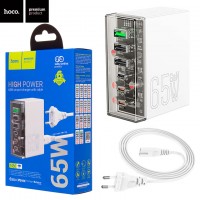 Сетевое зарядное устройство Hoco N36 PD65W + QC3.0 3Type-C 3USB white