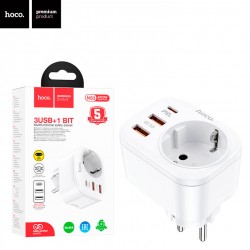 Сетевое зарядное устройство Hoco NS3 PD20W + QC3.0 2USB 1 розетка white