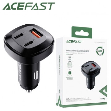 Автомобильное зарядное устройство Acefast B3 PD + QC 4.0 2Type-C 1USB 5A 66W black в Одессе