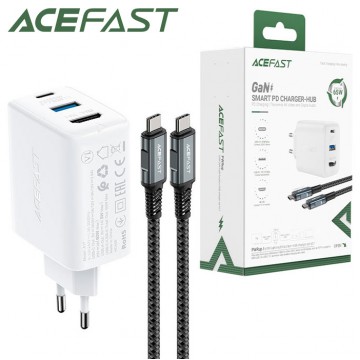 Сетевое зарядное устройство Acefast A17 PD60W+QC 3.0 5W 1Type-C 1USB HDMI 4K + Type-C - Type-C white в Одессе