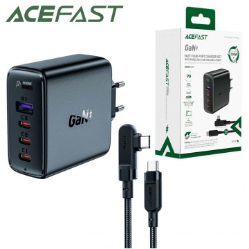 Сетевое зарядное устройство Acefast A37 PD100W 3Type-C USB 3A + Type-C - Type-C 2м black в Одессе