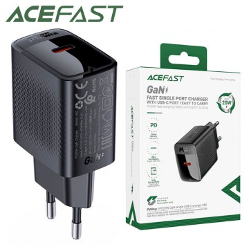 Сетевое зарядное устройство Acefast A82 PD20W 1Type-C + Type-C - Type-C black в Одессе