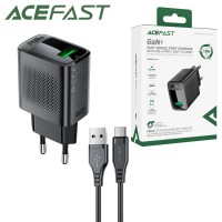 Сетевое зарядное устройство Acefast A90 QC 3.0 1USB 3A 18W + USB - Type-C black