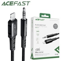 Кабель AUX Acefast C1-06 Jack 3.5 2 pin - Lightning 1m черный